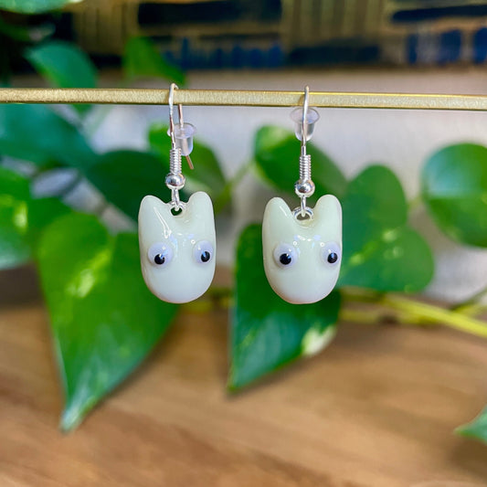 White Totoro Earrings (Made to Order)