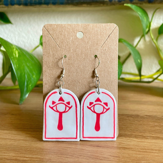 Zelda Red Sheikah Earrings - Coffin Shape