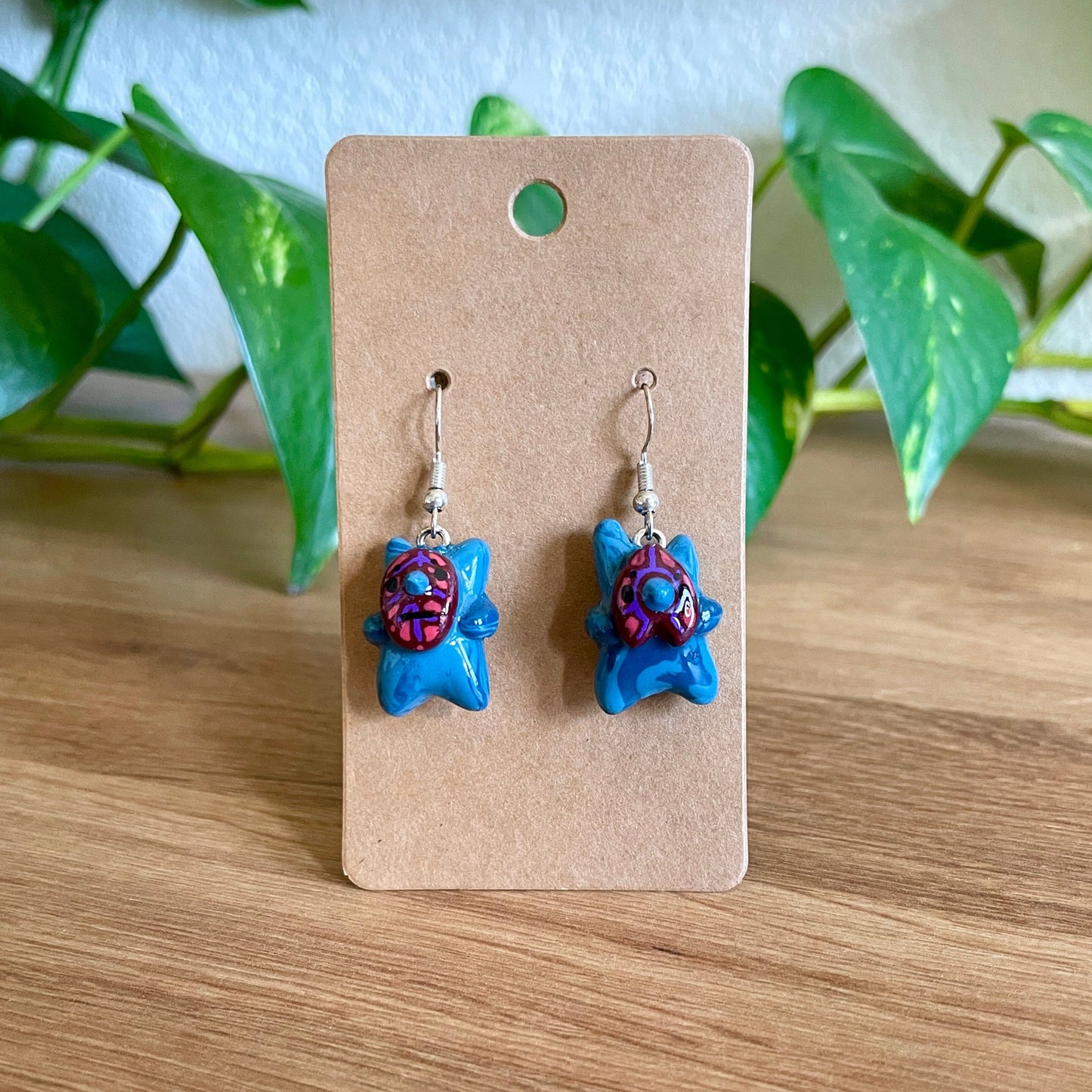 Blue Korok Earrings - Pal Red Leaves