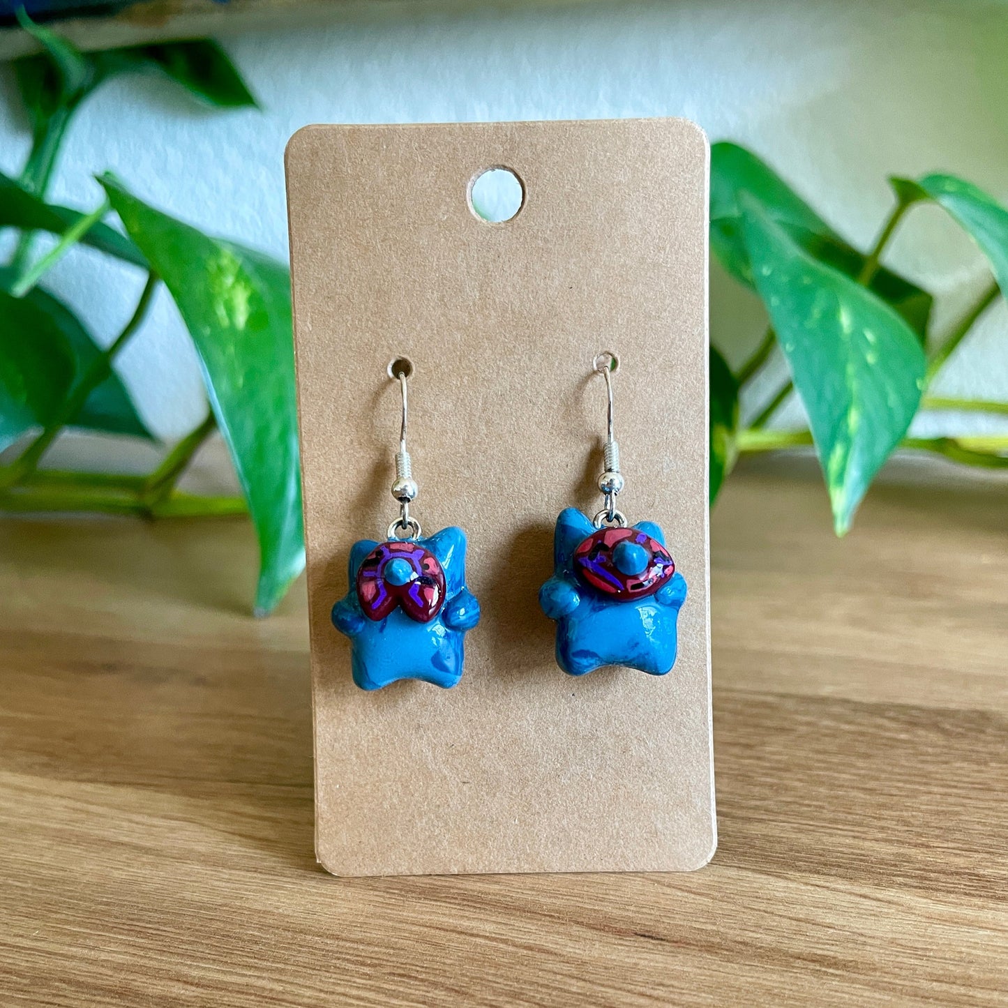 Blue Korok Earrings - Buddy Red Leaves