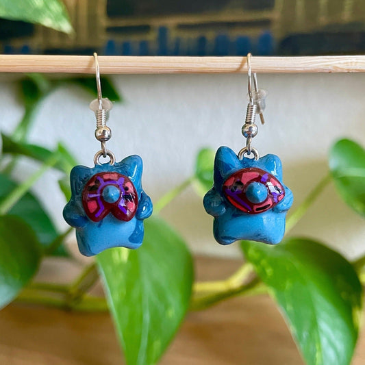 Blue Korok Earrings - Buddy Red Leaves