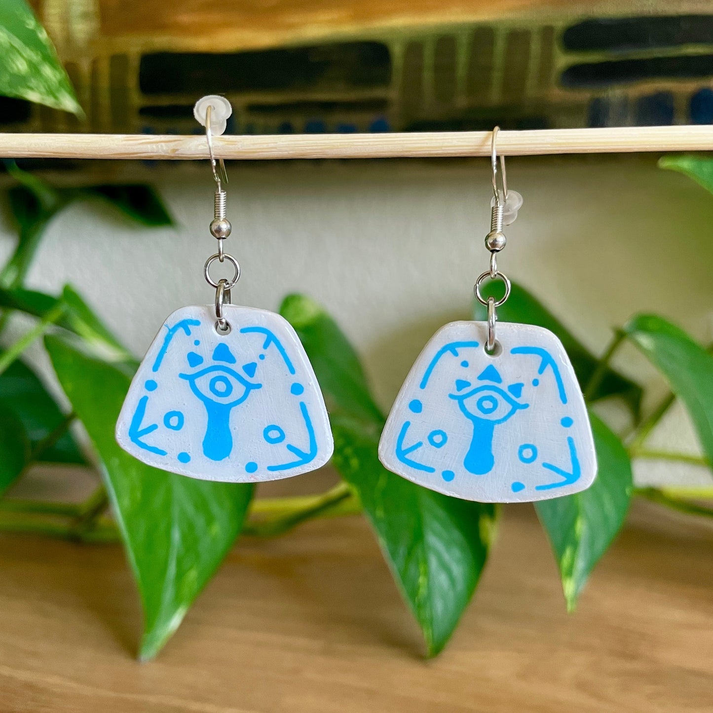 Zelda Blue Sheikah Earrings - Tapezoid Shape