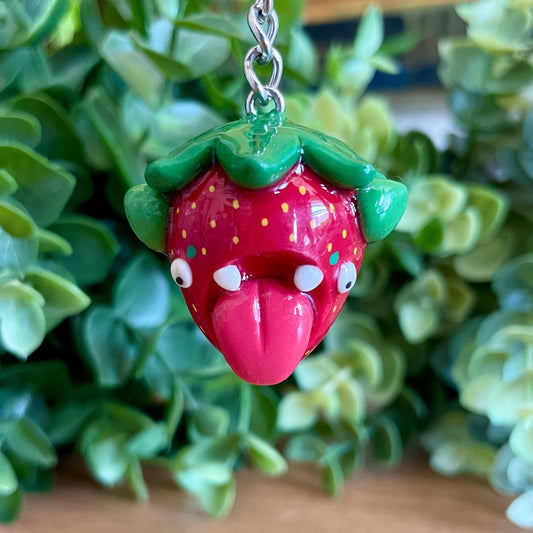 Rhubarb the Strawberry Monster Keychain (Made to order)