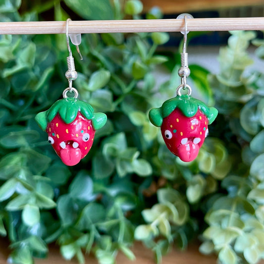 Strawberry Monster Earrings (Made to Order)